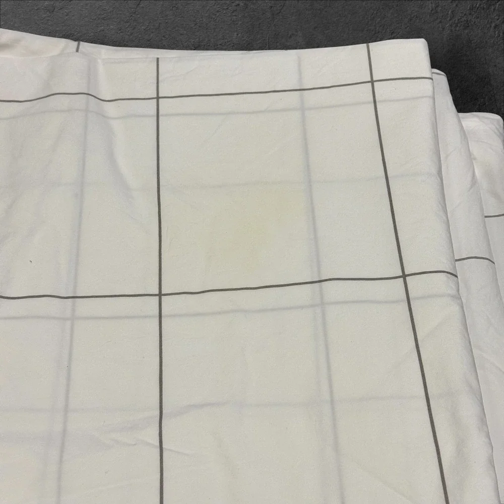 Brooklinen King Duvet Cover White Grey Windowpane Grid Cotton Button Closure